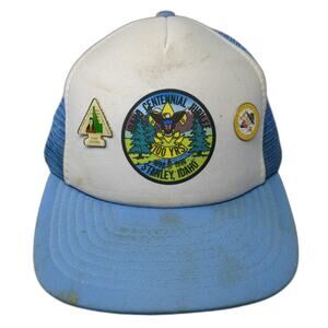 Sportcap Trucker Hat Blue White Idaho Centennial Jubilee Stanley Pins Vintage